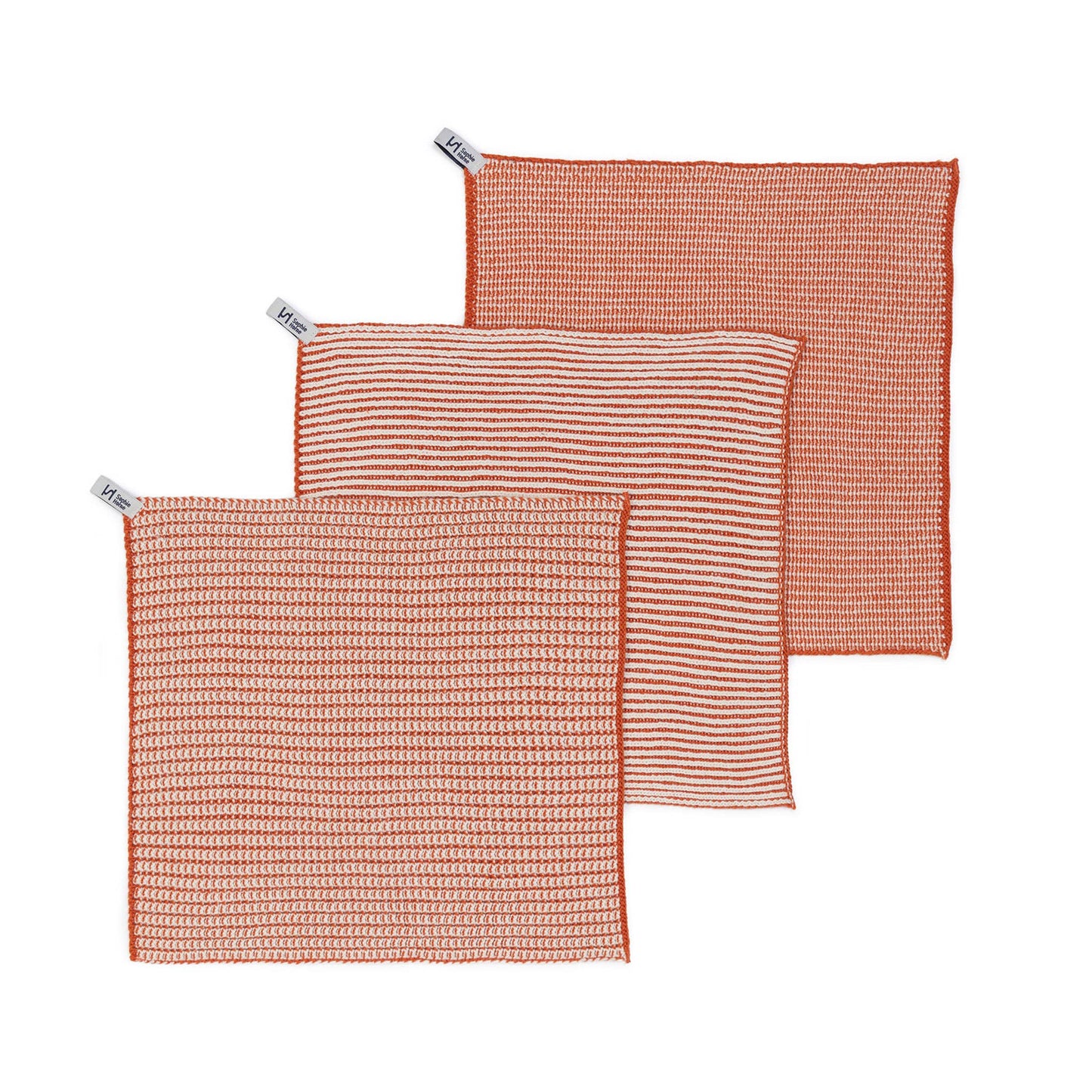 Reusable & Eco-Friendly Cotton Dishcloths: Textured Orange
