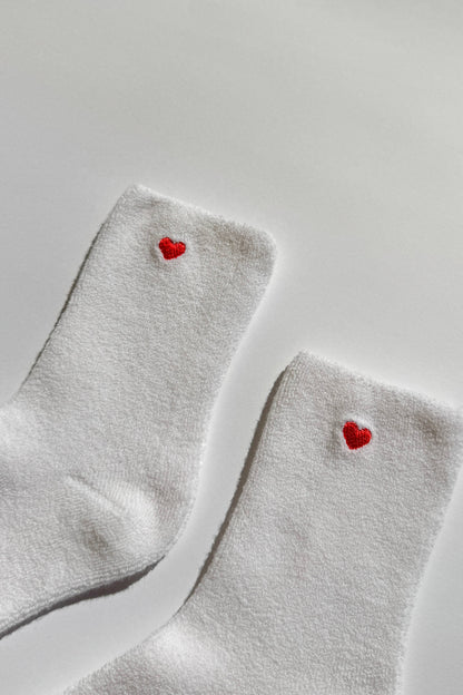 Embroidered Cloud Socks : White + Heart