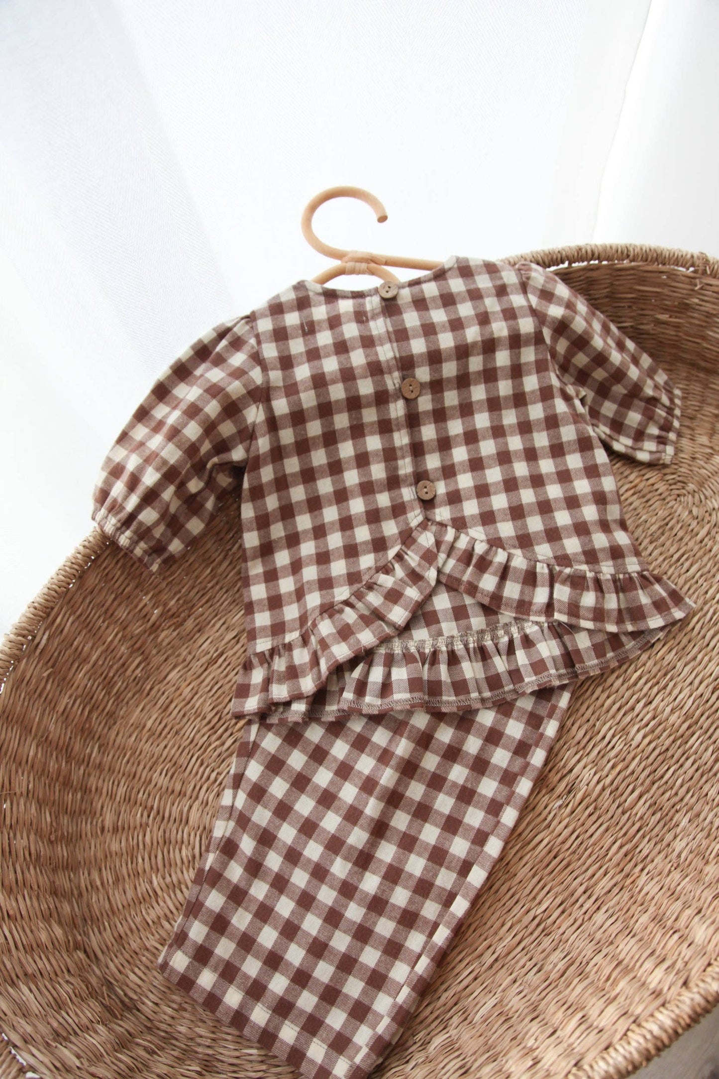 Brown/Check Brushed Cotton Wide Leg Trousers: 12-18m