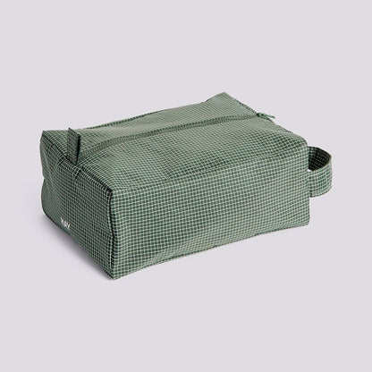 Grid Wash Bag - Small Dark Green