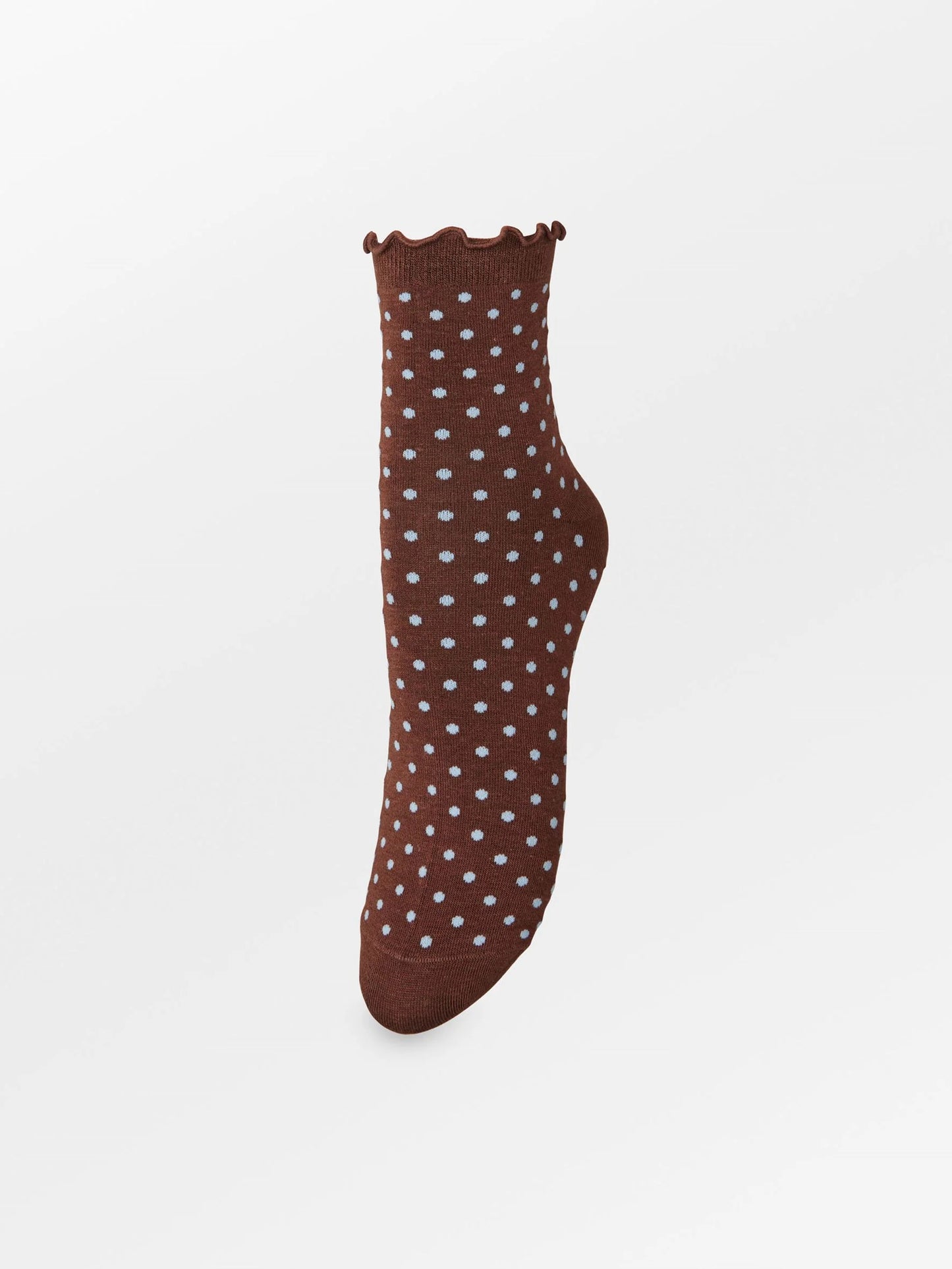 Dotted Frilla Short Sock - Chocolate Brown