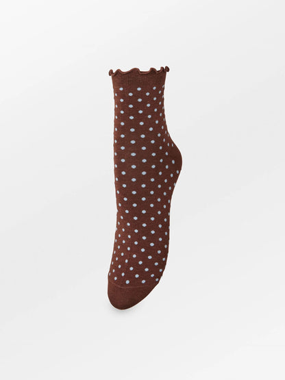 Dotted Frilla Short Sock - Chocolate Brown