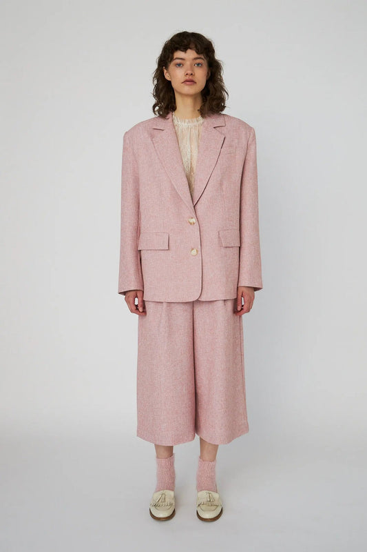 Salt and Pepper Oversize Blazer - Pink Powder