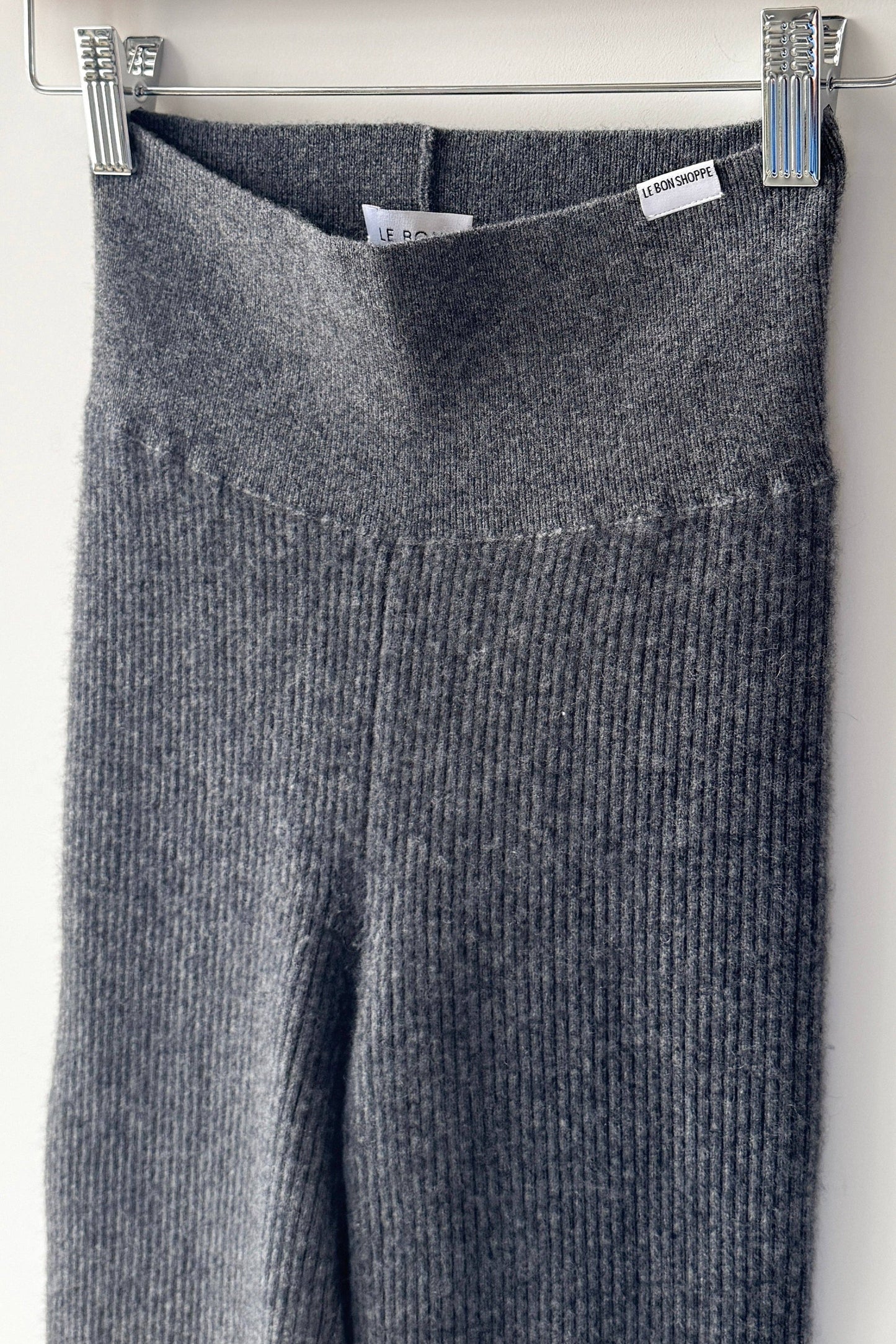 Cashmere Ribbed Leggings - Charcoal