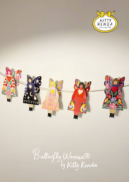 Butterfly Woman Sitting Greeting Card - Cosmic 