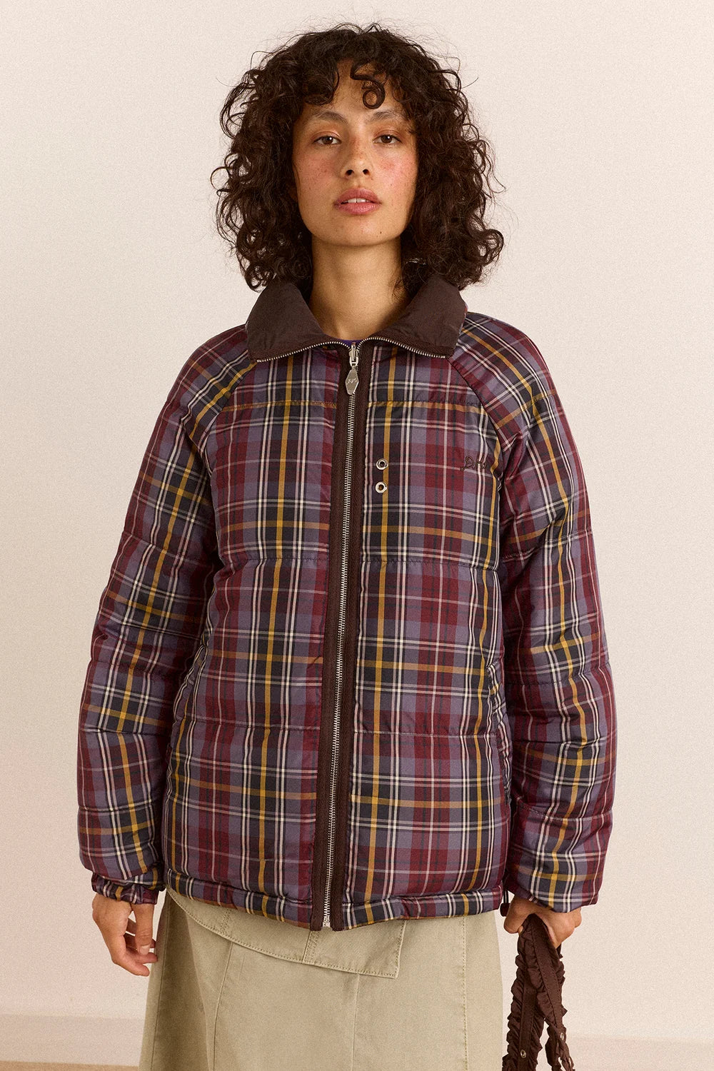 Reversible Opal Puffer - Plum Check