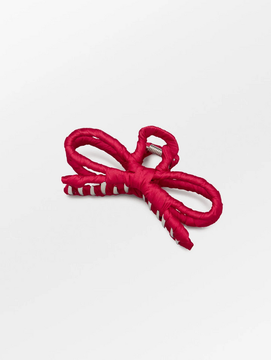 Luster Bow Hair Claw- Red