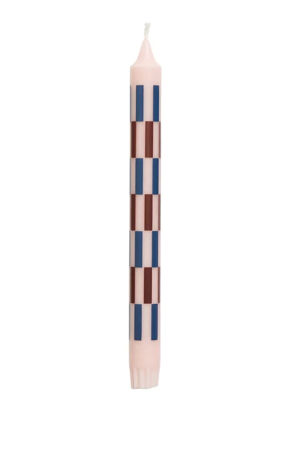 Check Pattern Candle Single  - Light Pink, Bordeaux, Dark Blue