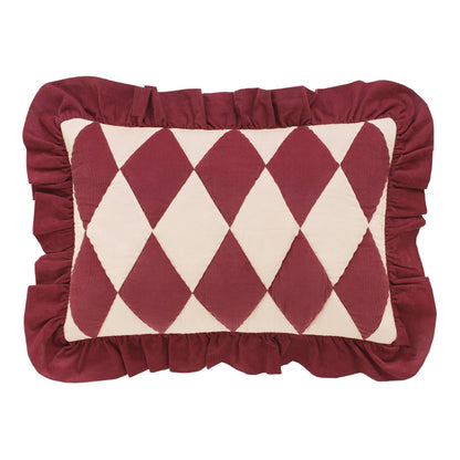 Harlequin cord cushion, claret/cream