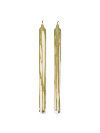 Dryp Candles Set Of 2: Olive Green