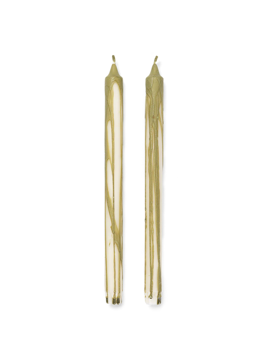 Dryp Candles Set Of 2: Olive Green
