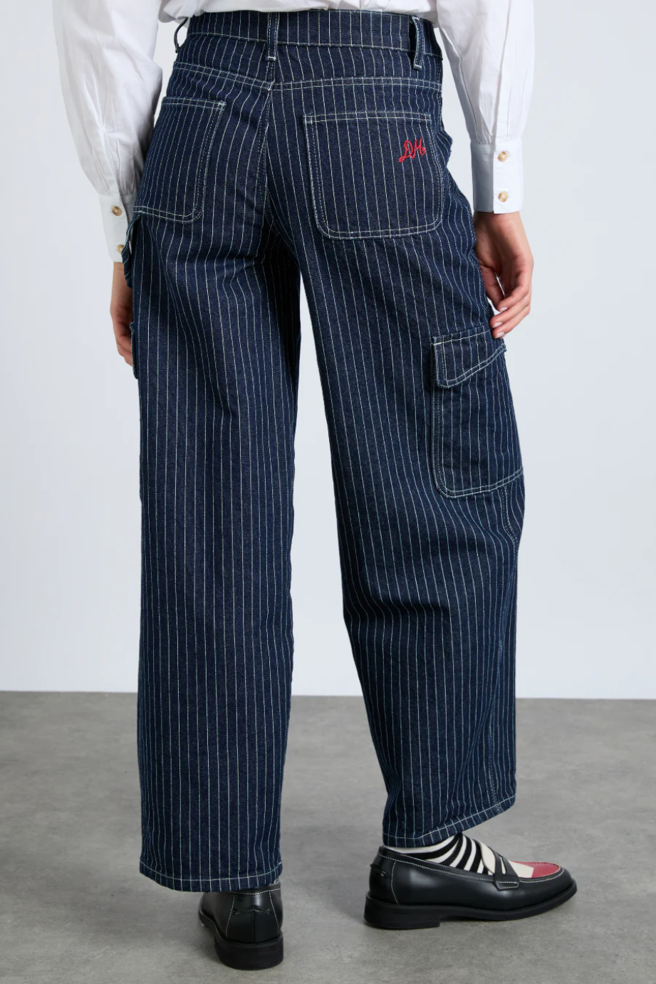 Cargo Jeans - Navy Pinstripe