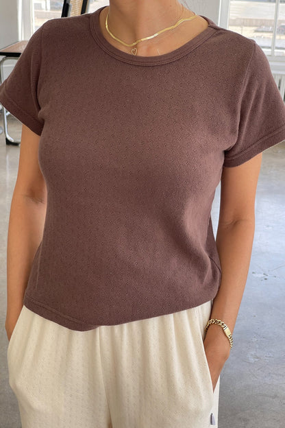 Pointelle Babe Tee - Chocolate