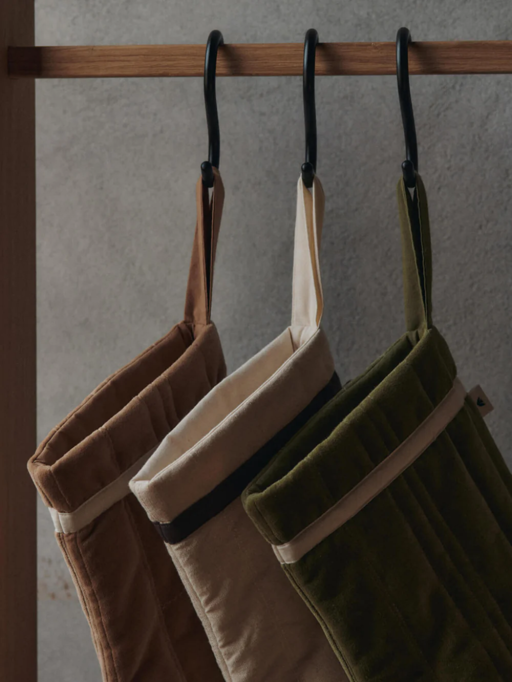 Vari Quilted Christmas Stocking - Tan Velvet