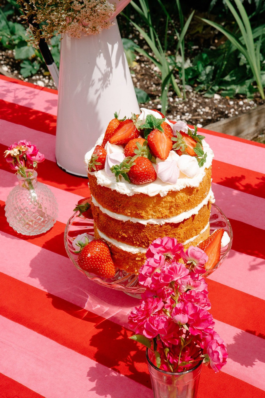 Pink and Red Stripe Tablecloth