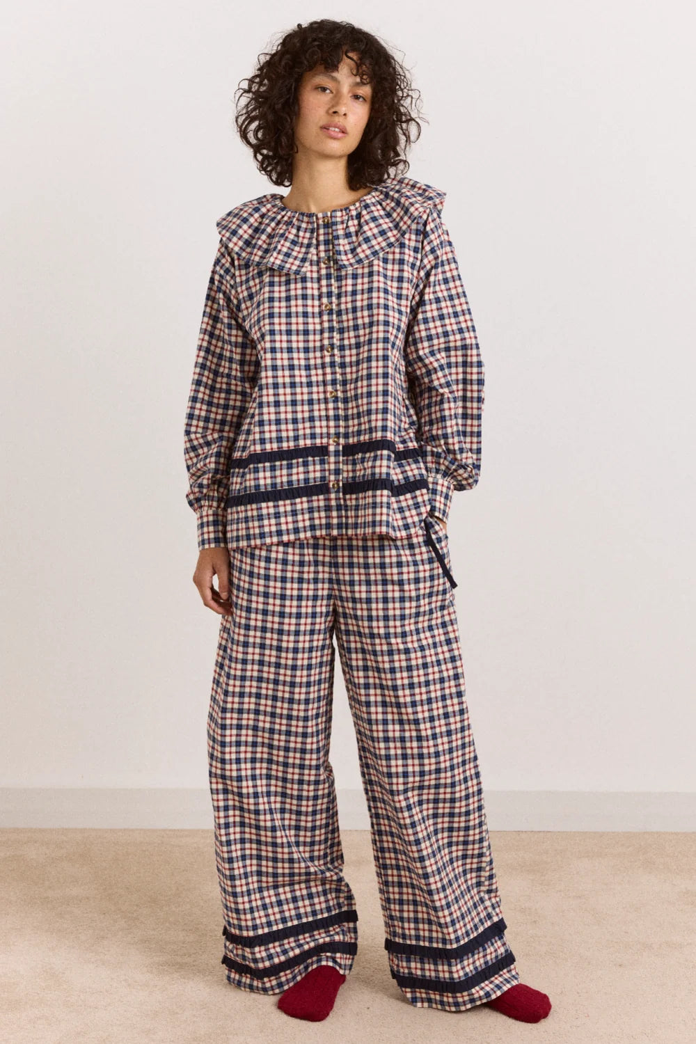 Aletta PJ Set - Cherry Navy Check