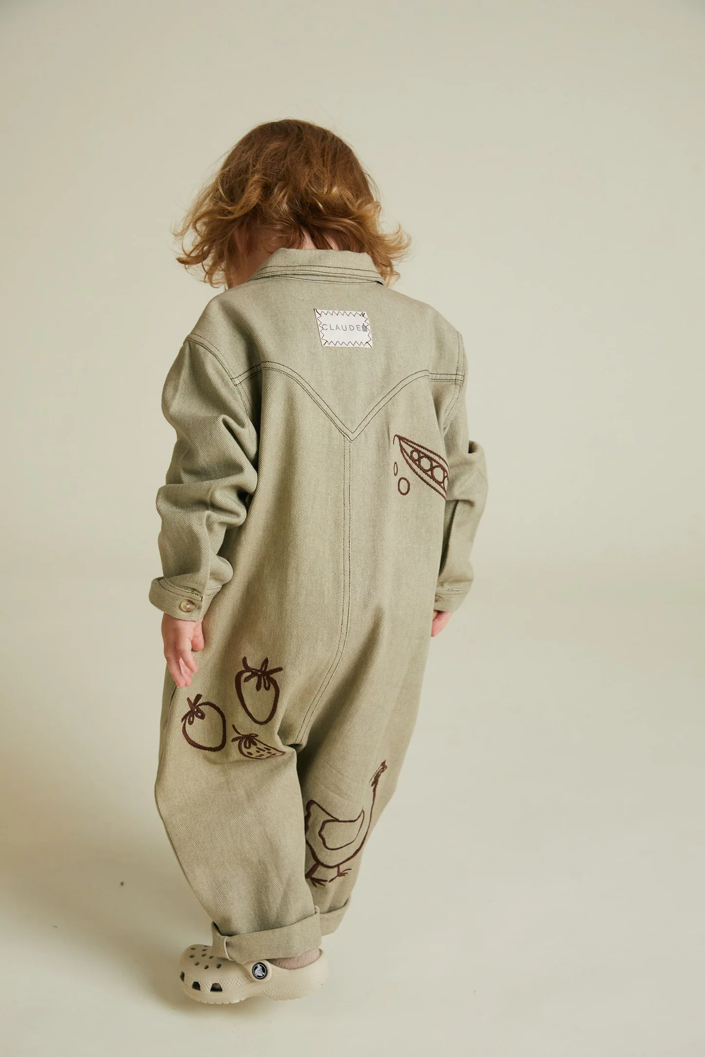 Quinn Olive Allotment Embroidered Overalls
