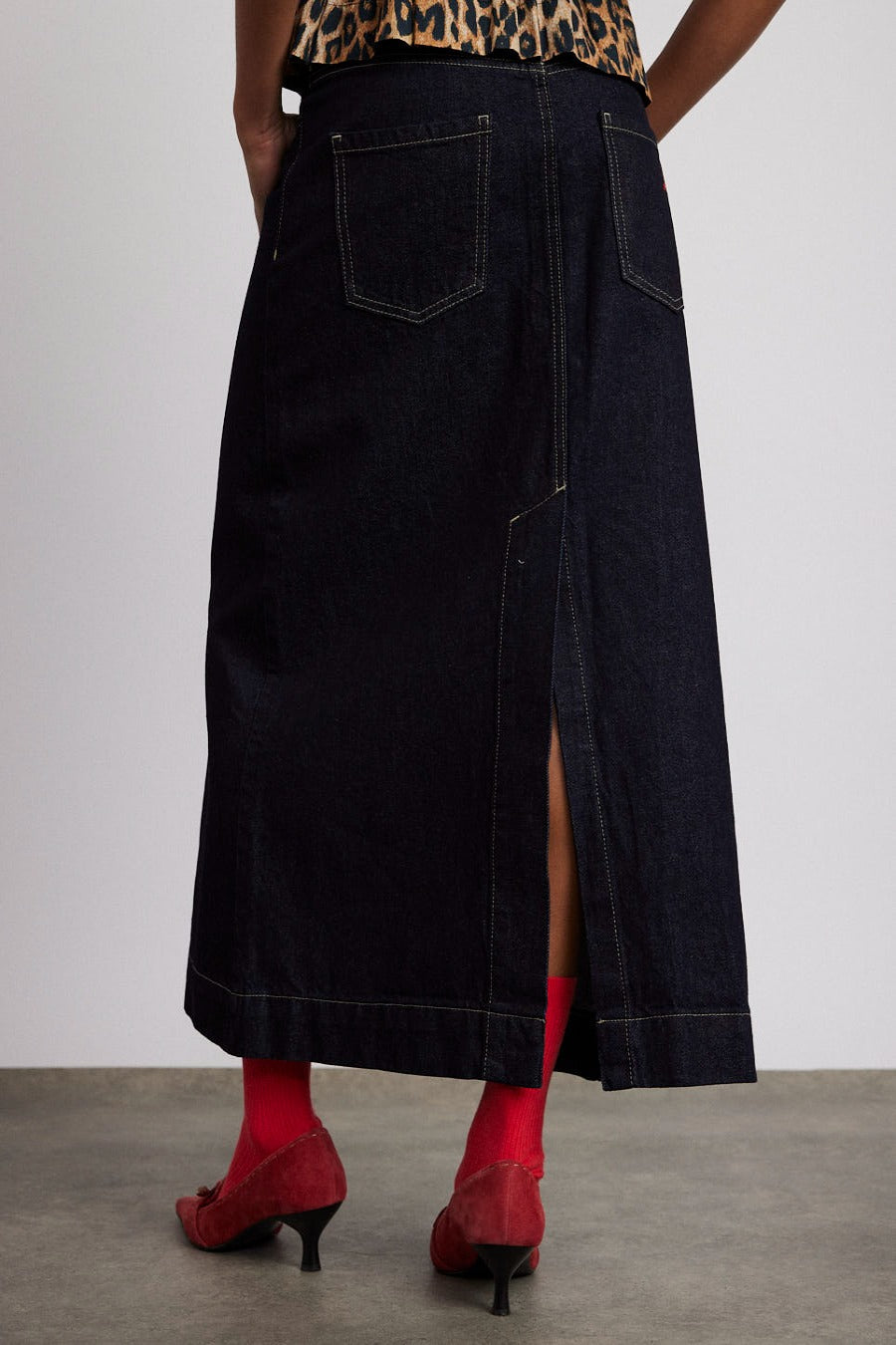 Charley Button Front Skirt - Dark Indigo