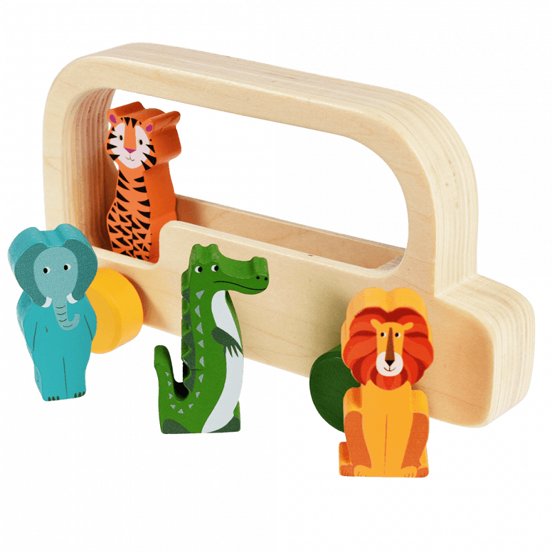 Wooden Bus Toy- Colourful Creatures