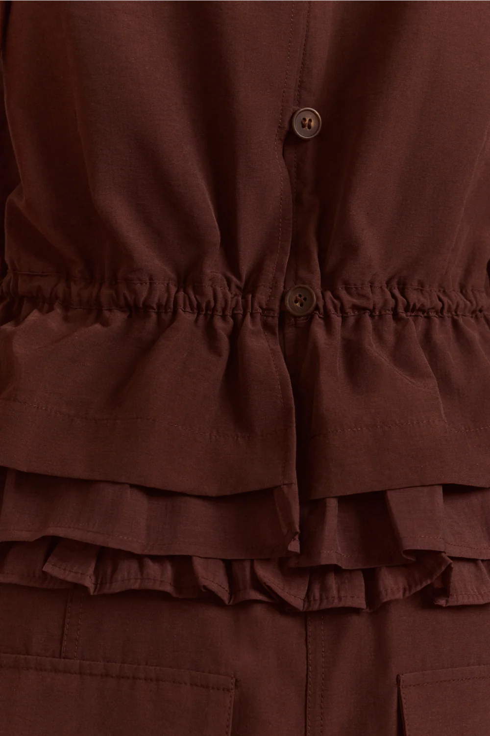 Aliani Sheer Panel Blouse - Chocolate