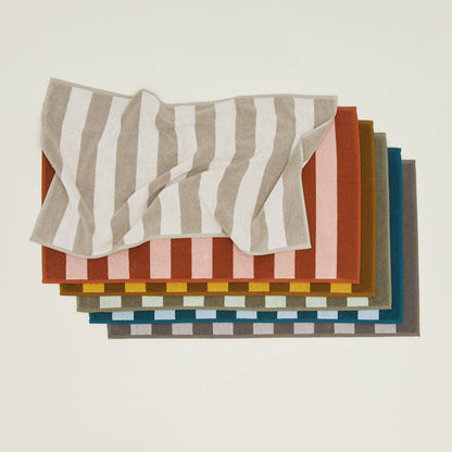 Striped Terry Bath Mat - Blush /Terracotta