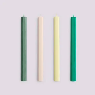 Hexagon Candle Set Of 4 - Greens and Whites