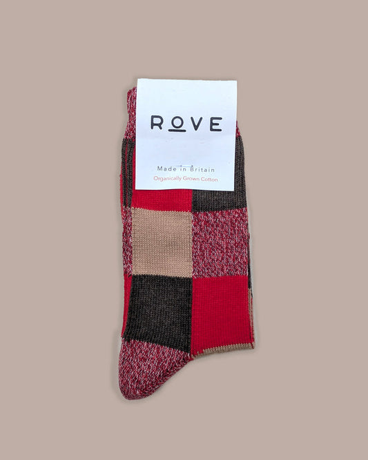 Organic Cotton Socks - Patchwork Red