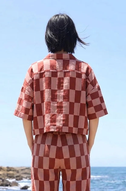 Maxim Linen Shirt Printed - Brick