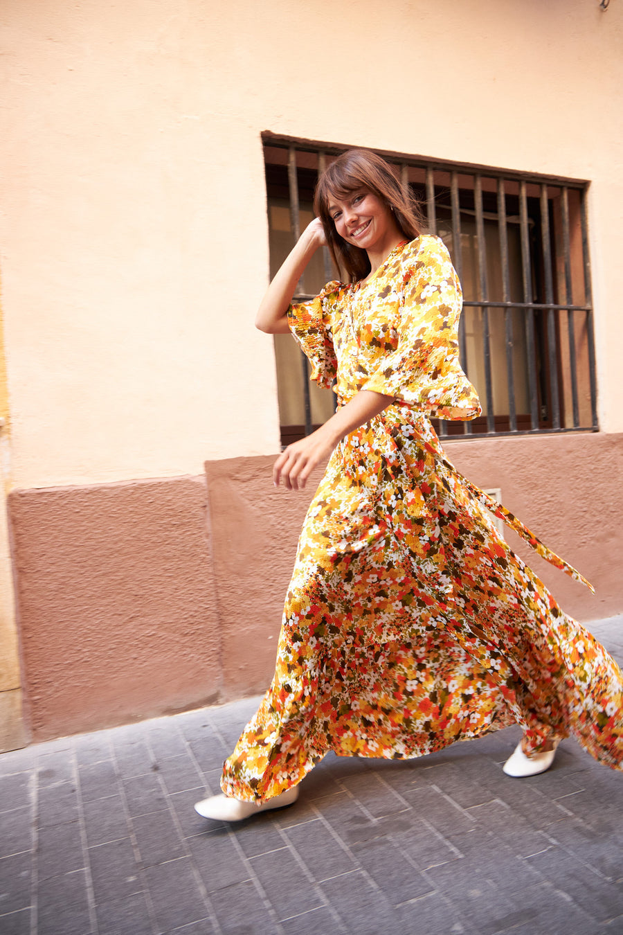 Printed Wrap Maxi Dress - Summer Burned