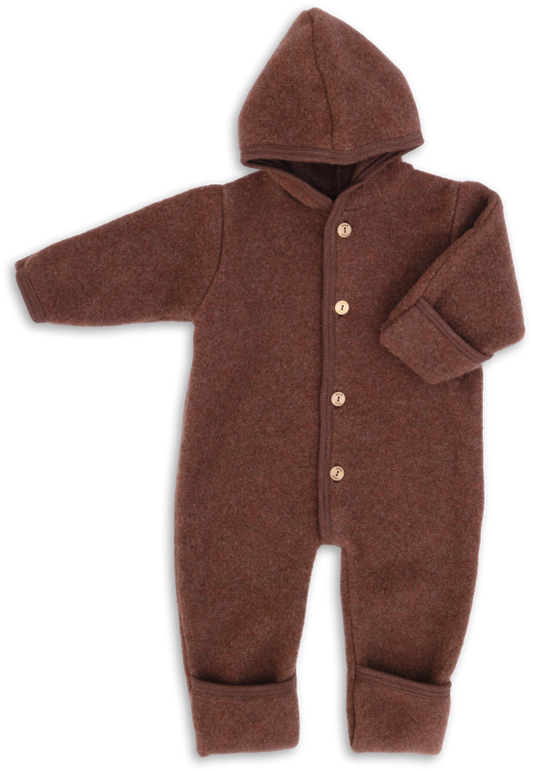 Hooded Baby Overall - Cinnamon Melange