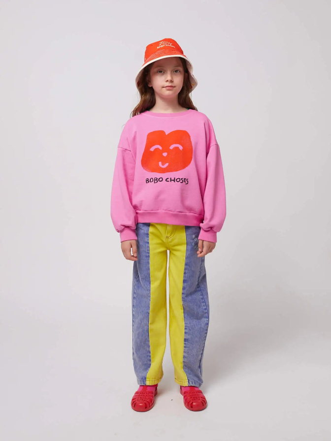 Joyful Face Sweatshirt - Fuchsia