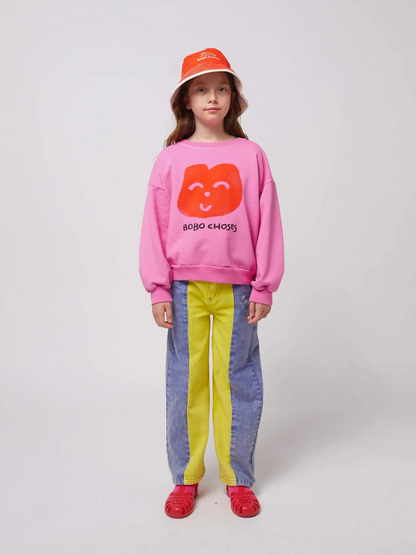 Joyful Face Sweatshirt - Fuchsia