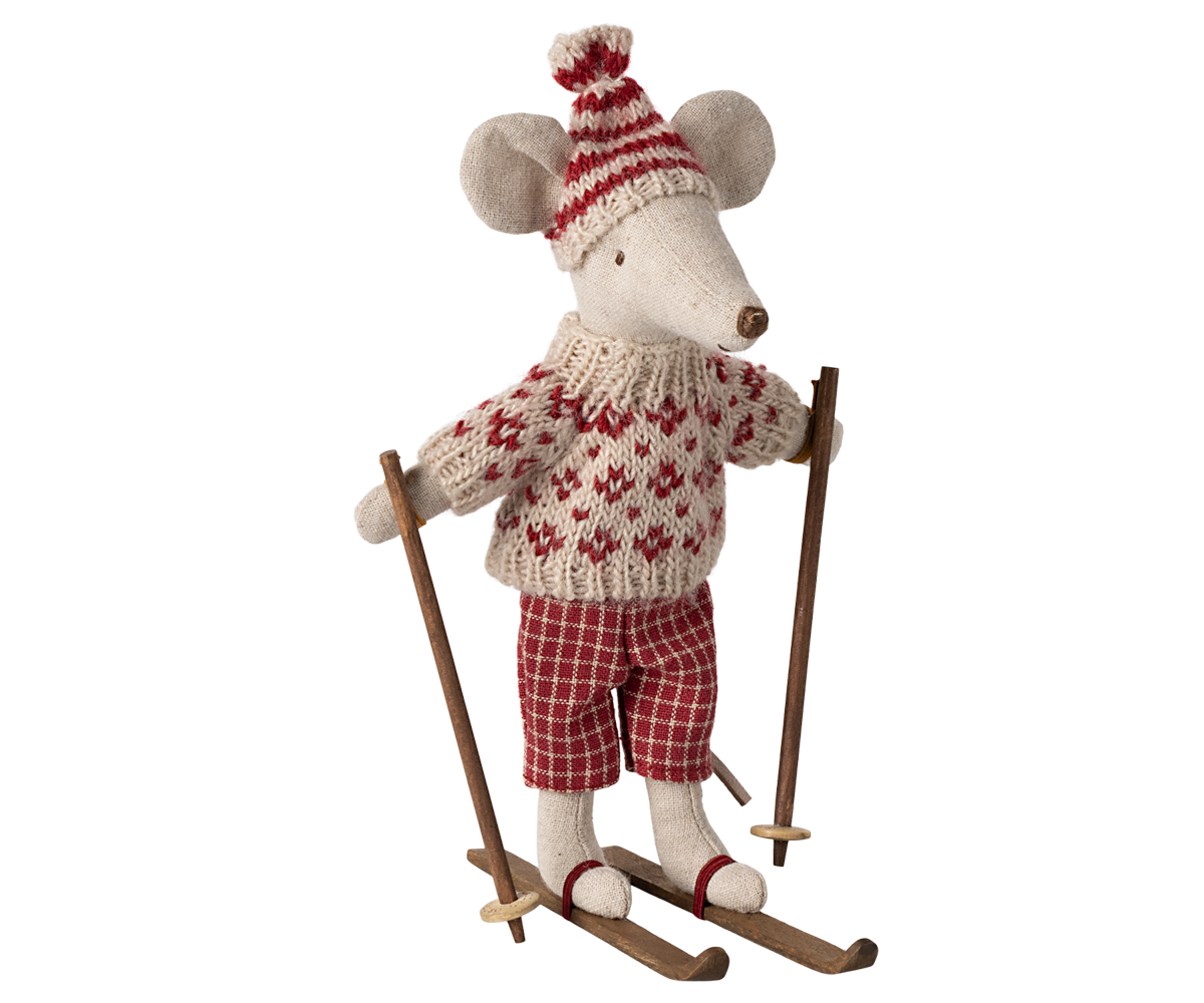 Winter Ski Mouse - Mum Red