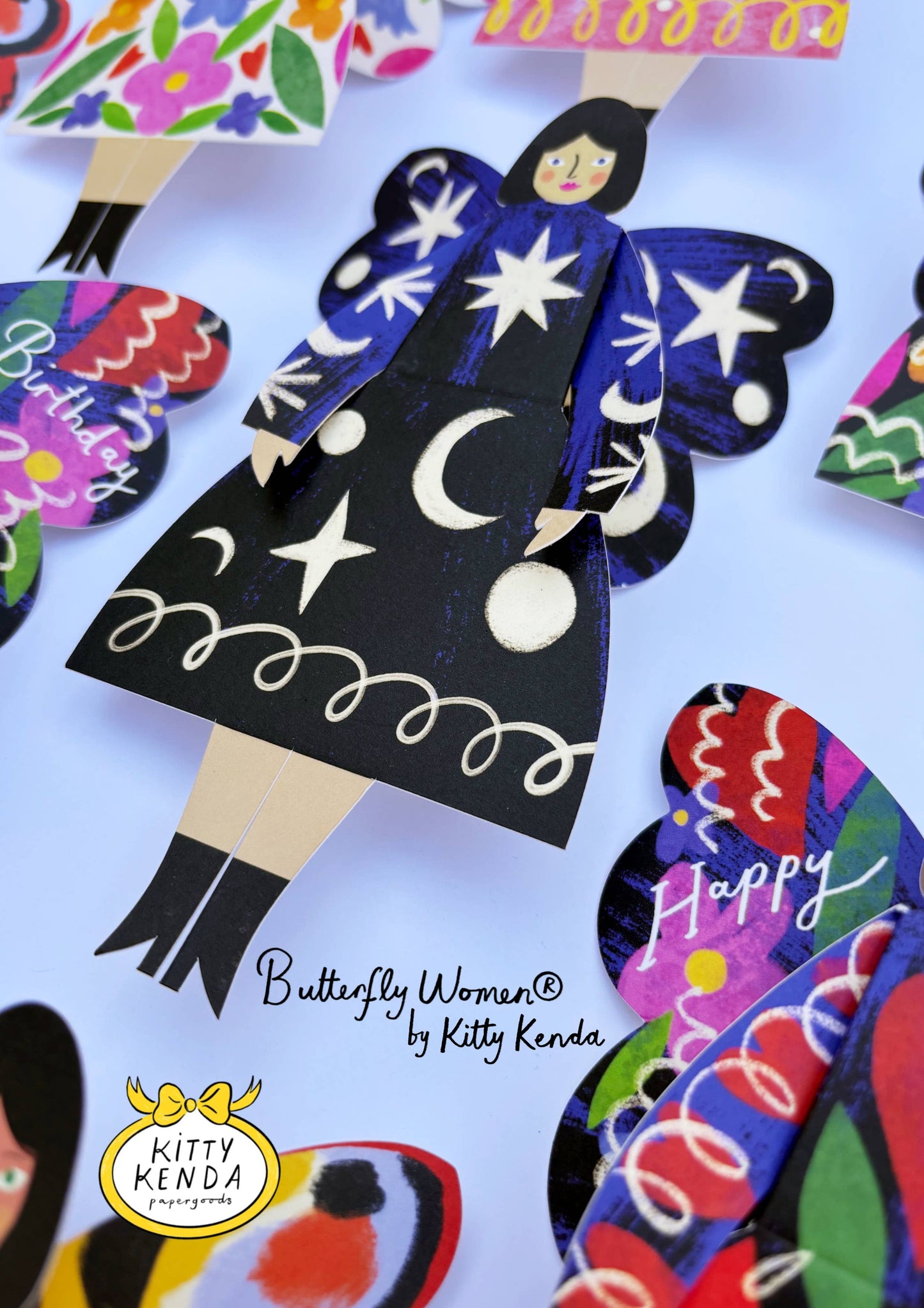Butterfly Woman Sitting Greeting Card - Cosmic 