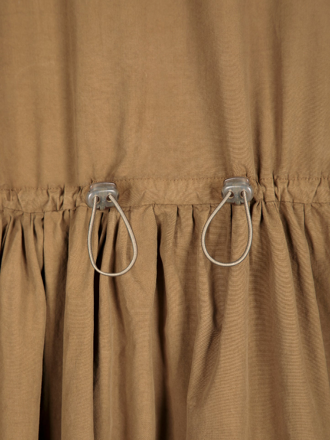 Poplin Elastic Waist Dress - Khaki