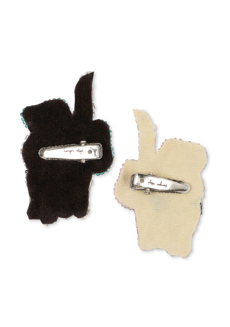 2 Pack Bow Kitty Beaded Hair Clip