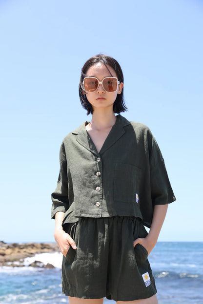 Maxim Linen Shirt - Dark Forest