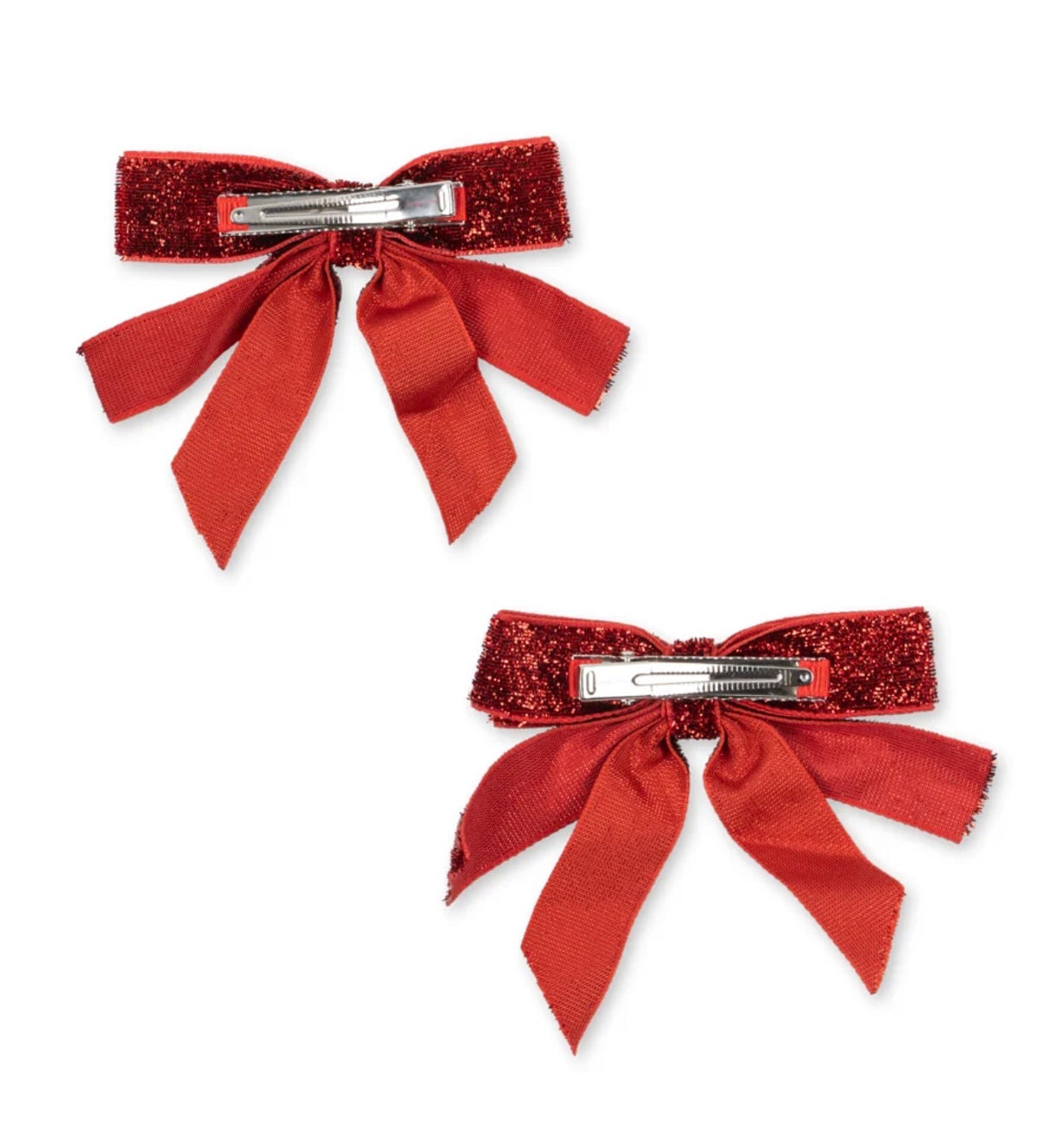 2 Pack Velvet Glitter Bow Hair Clips