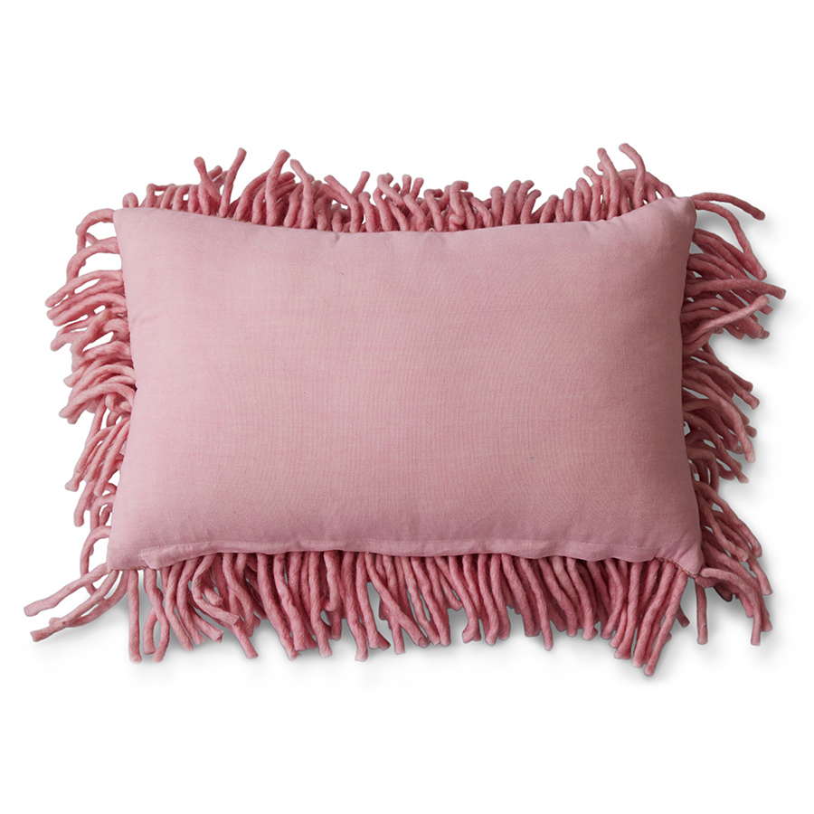 Rugged Wooled Cushion -  Pink