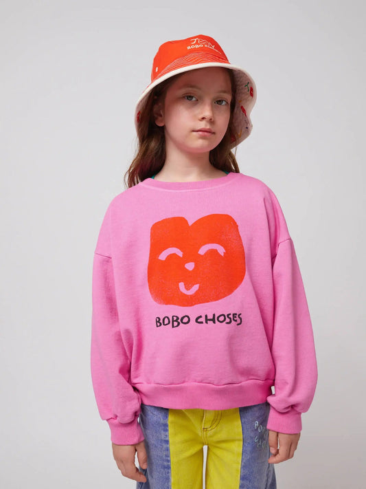 Joyful Face Sweatshirt - Fuchsia