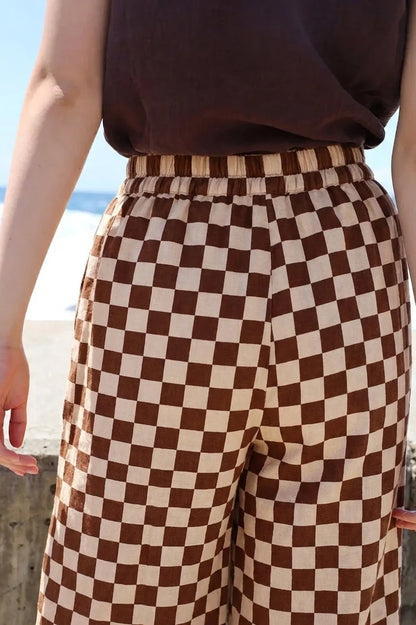 Graham Trouser Linen Printed - Chestnut