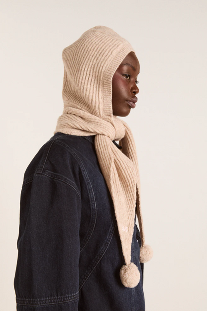 Tie Front Hood - Oatmeal