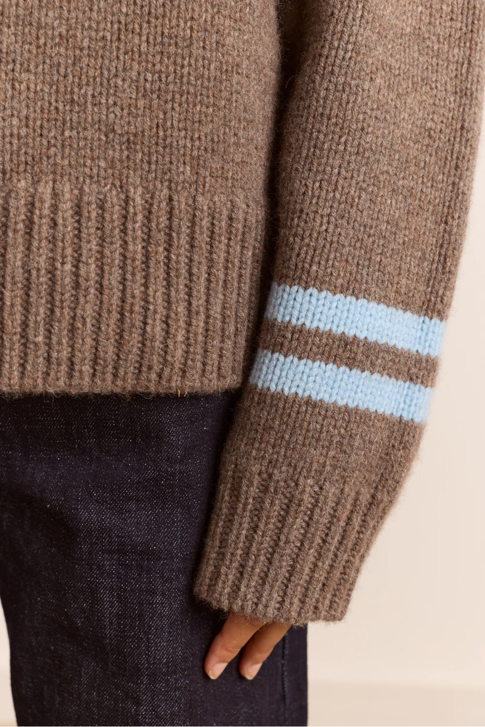 Tallulah Button Detail Lambswool Jumper - Blue/Brown