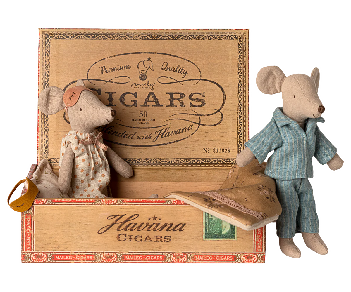 Mum and Dad Mouse in a Cigar Box