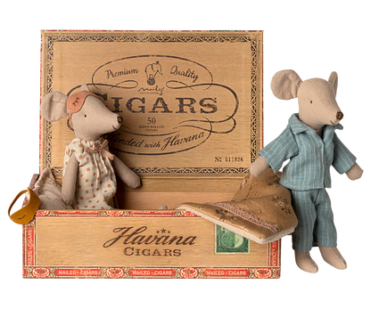 Mum and Dad Mouse in a Cigar Box