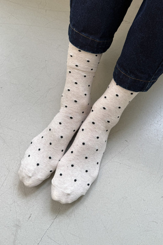 Sneaker Socks - Polka Dot Oatmeal