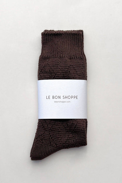 Modal Eyelet Socks - Brown