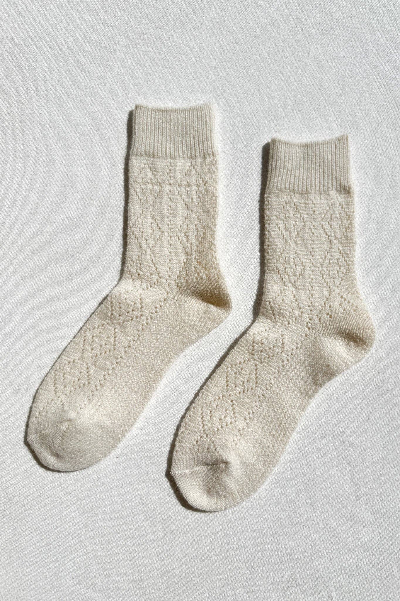 Cashmere Pointelle Socks - Cream