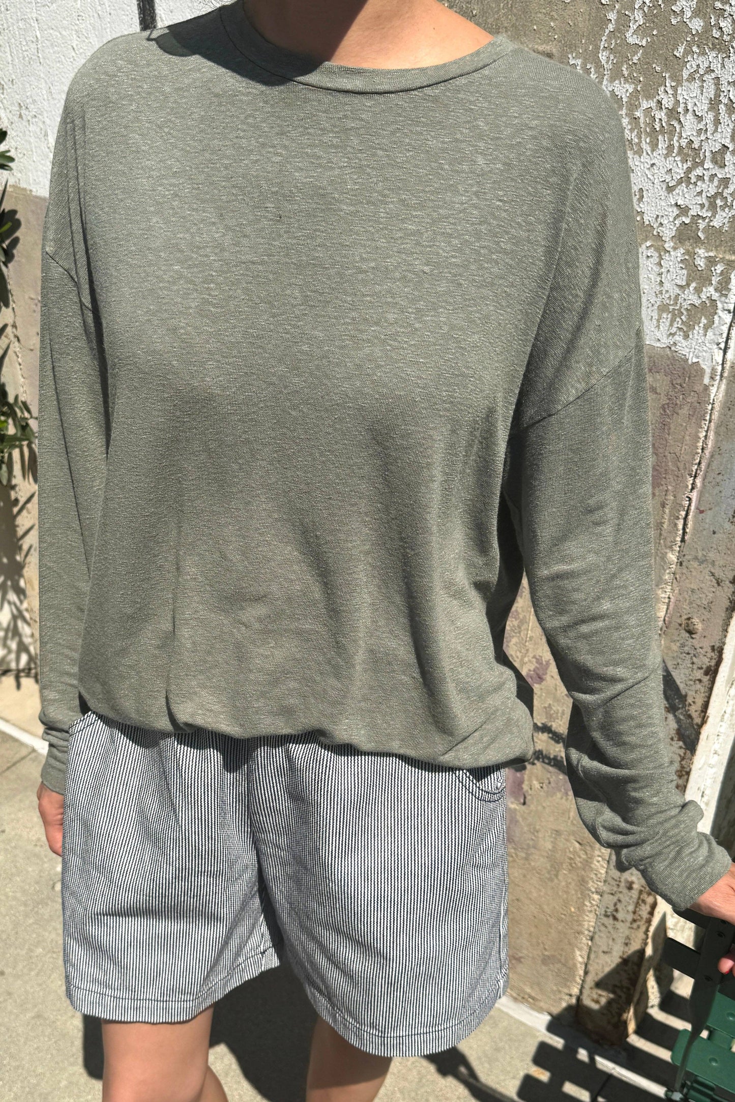 Haze Linen Blend Tee - Sage