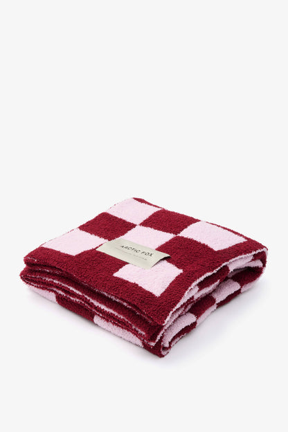 The Teddy Throw - 100% Recycled - Pink Check - AW25